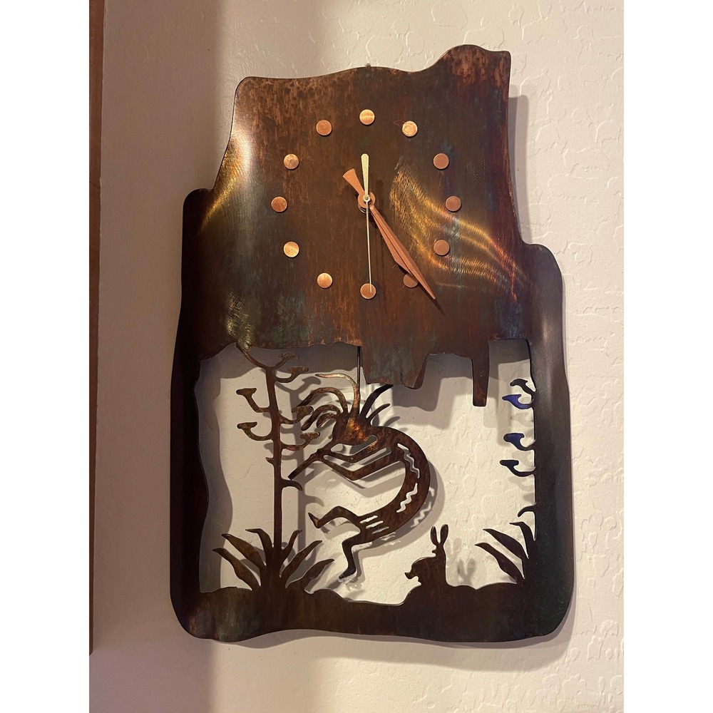 Southwestern Kokopelli Metal Clock Rustic Desert Wall Decor Art Native American